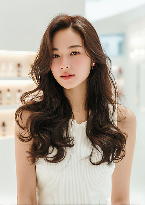 JPG 편집이미지 긴머리 헤어스타일 여자 패션 포즈 조명 미소 사람 뷰티 카메라 촬영 뷰티풀 의료성형뷰티 스타일 편집실사 AI인물포토 AI콘텐츠 표정 전자제품 CG 파일형식 AI포토