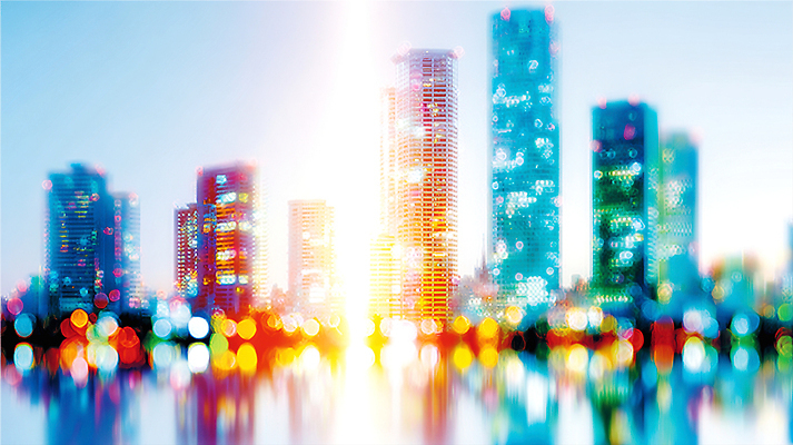 JPG 일러스트 아침 밝음 풍경 빌딩 여름 빛 태양 반사 새벽 기상 도시 대도시 스카이라인 고층 경관 국내일러스트 AI일러스트 AI콘텐츠 주간 자연요소 계절 모션 건물 파일형식