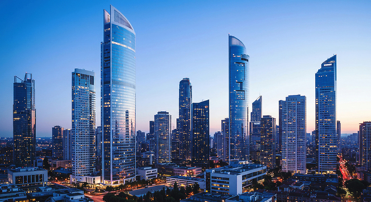 JPG 편집이미지 건축 야경 비즈니스 하늘 조명 풍경 여러명 건물 빛 고층빌딩 도시 저녁 모던 Skyline 편집실사 AI포토 AI콘텐츠 건축물 다수 사람 빌딩 야간 CG 파일형식 풍경_경치