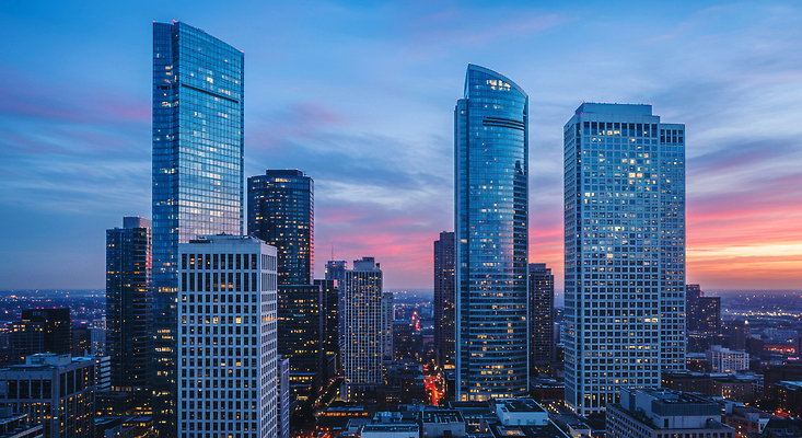 JPG 구름 편집이미지 건축물 하늘 조명 풍경 빌딩 황혼 일몰 도시 저녁 모던 스카이라인 고층 청명 편집실사 AI포토 AI콘텐츠 자연요소 건축 건물 노을 야간 CG 파일형식