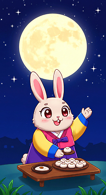 JPG 전통 옷 명절 행복 별 전통문화 음식 일러스트 떡 한국 풍경 여러명 추석 축제 기쁨 보름달 토끼 밤 한복 달빛 즐거움 송편 국내일러스트 AI일러스트 AI콘텐츠 자연요소 한국전통 기념일 감정 아시아 문화 다수 포유류 사람 반려동물 견과류 달 전통의상 파일형식