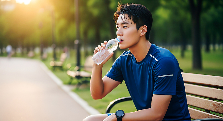 JPG 편집이미지 공원 남자 벤치 자연 휴식 건강 야외 물 여름 운동복 운동 러닝 스트레스해소 의료성형뷰티 편집실사 AI인물포토 AI콘텐츠 자연요소 옷 계절 공공시설 컨셉 의자 사람 CG 생태계 파일형식 AI포토