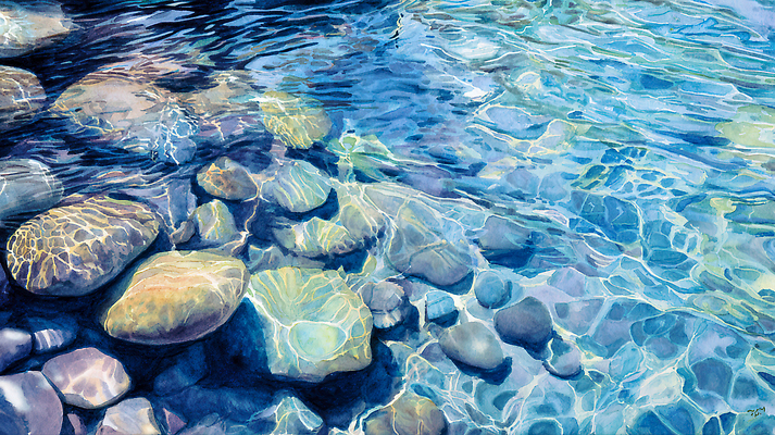 JPG 물결 컬러 패턴 일러스트 자연 풍경 해변 물 여름 반짝임 햇빛 평화 환경 맑음 돌_바위 신선 투명 수면 물안경 조화 뷰티풀 국내일러스트 AI일러스트 AI콘텐츠 자연요소 계절 바다 컨셉 무늬 모션 날씨 태양 생태계 수영용품 파일형식