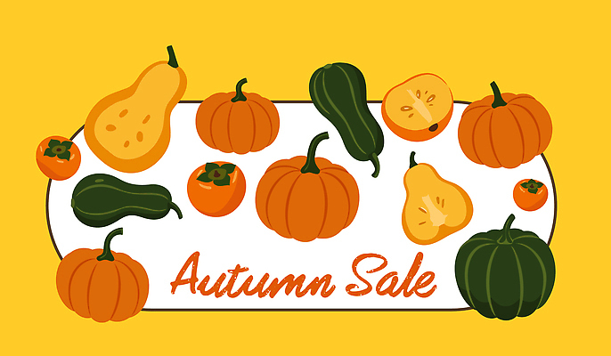 디자인 음식 컬러 과일 일러스트 호박 이벤트 장식 농작물 노란색 세일 수확 가을 시장 구매 고객 마케팅 제철 국내일러스트 AI파일 계절 농업 채소 쇼핑 파일형식 벡터