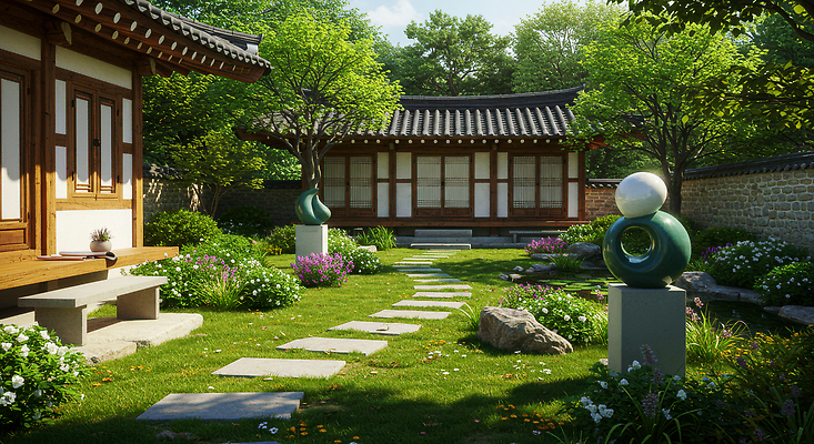 JPG 나무 편집이미지 전통 꽃 조각 자연 한옥 풍경 잔디 평화 정원 녹음 작품 조경 돌길 오후 편집실사 AI포토 AI콘텐츠 한옥스테이 식물 한국전통 길 컨셉 고건축 미술 기록 CG 생태계 숙박 파일형식