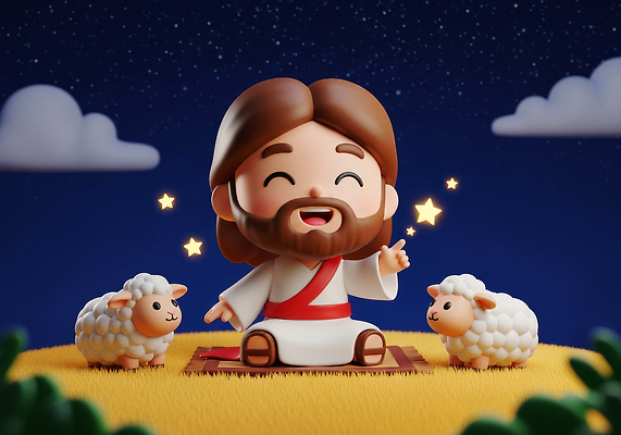 JPG 편집이미지 행복 별 종교 자연 밤하늘 동화 이야기 사랑 미소 평화 양 예수 성직자 소원 이미지편집 AI컴퓨터그래픽 AI콘텐츠 자연요소 감정 컨셉 포유류 하늘 표정 신_종교 야간 생태계 파일형식