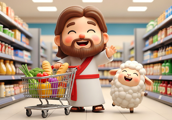 JPG 편집이미지 캐릭터 음식 빵 채소 과일 유제품 웃음 쇼핑 장보기 양 장바구니 즐거움 통로 슈퍼마켓 이미지편집 AI컴퓨터그래픽 AI콘텐츠 감정 포유류 표정 바구니 상점 파일형식
