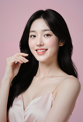 JPG 모델 편집이미지 헤어스타일 드레스 여자 패션 분홍색 포즈 백그라운드 양갈래머리 미소 뷰티 촬영 매력적 의료성형뷰티 스타일 편집실사 AI인물포토 AI콘텐츠 옷 컬러 컨셉 표정 사람 CG 파일형식 AI포토