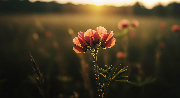 JPG 식물 편집이미지 꽃 컬러 자연 생명 풍경 초원 여름 햇빛 고요 일몰 저녁 뷰티풀 편집실사 AI포토 AI콘텐츠 계절 태양 노을 야간 CG 생태계 파일형식