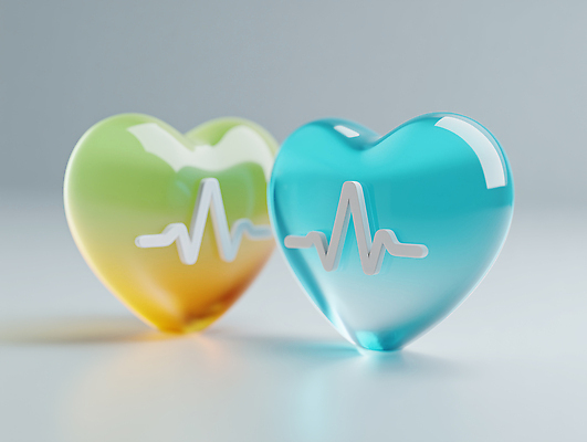 JPG 편집이미지 웰빙 디자인 감정 상징 그래프 건강 장식 연두색 파란색 심장 투명 맥박 조화 긍정적 편집3D AI컴퓨터그래픽 AI콘텐츠 컬러 의학 초록색 3D 장기_의학 파일형식