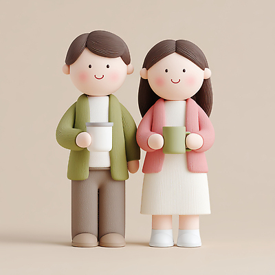 JPG 편집이미지 디자인 커플 행복 컬러 사랑 미소 두명 일상 인테리어 귀여움 편안함 오브젝트 도자기인형 따뜻한음료 핸드메이드 편집3D AI컴퓨터그래픽 AI콘텐츠 감정 음료 인형 컨셉 관계 표정 사람 라이프 3D 감각 파일형식