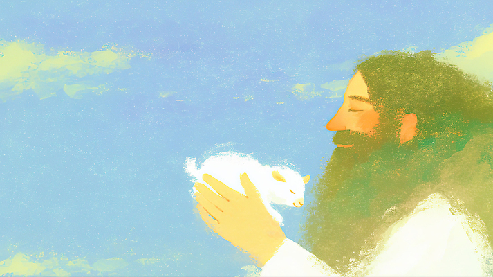 JPG 동물 남자 행복 일러스트 자연 하늘 날씨 따뜻함 표정 사랑 미소 사람 반려동물 양 포근함 부드러움 초상화 긍정적 국내일러스트 AI일러스트 AI콘텐츠 감정 포유류 감각 그림 생태계 파일형식