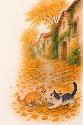 JPG 나무 예술 단풍 두마리 일러스트 자연 놀이 주택 풍경 걷기 귀여움 주황색 고양이 페인트 산책 가을 흰색 즐거움 그림 감성 시골길 국내일러스트 AI일러스트 AI콘텐츠 식물 계절 감정 길 컬러 컨셉 잎 2 포유류 모션 휴식 건물 반려동물 생태계 파일형식