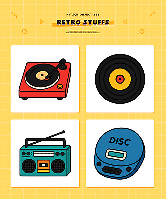 디자인 음악 일러스트 전자제품 세트 컬러풀 레코드 빈티지 추억 오브젝트 복고 오디오 감성 턴테이블 카세트플레이어 스타일 국내일러스트 AI파일 컬러 컨셉 문화예술 음반 플레이어 파일형식 벡터