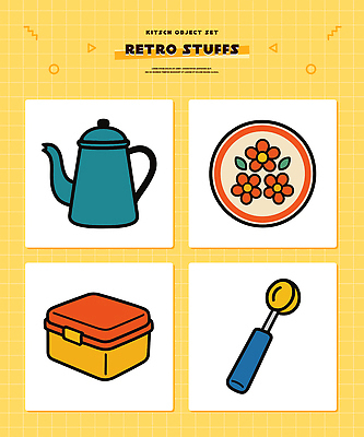 접시 디자인 예술 생활용품 꽃무늬 일러스트 주방용품 장식 세트 컬러풀 주방 숟가락 빈티지 물병 복고 도시락 아날로그 아이템 국내일러스트 AI파일 식기 꽃 음식 컬러 컨셉 무늬 수저 물통 오브젝트 파일형식 벡터