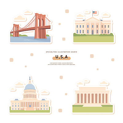 편집 건축물 디자인 문화 예술 여행 일러스트 풍경 미국 도심 그림 국회의사당 링컨기념관 백악관 국내일러스트 AI파일 건축 북아메리카 도시 기념관 파일형식 벡터