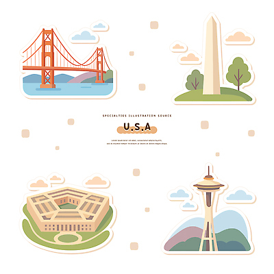 건축물 디자인 문화 상징 여행 일러스트 풍경 그래픽 관광지 미국 도시 역사 커뮤니티 금문교 랜드마크 워싱턴기념비 특징 국내일러스트 AI파일 건축 북아메리카 다리_건축물 기념비 파일형식 벡터