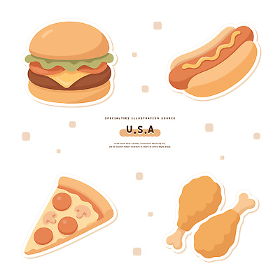 음식 백그라운드 일러스트 아침 디저트 피자 패스트푸드 요리 치킨 미국 햄버거 선택 저녁 즐거움 점심 핫도그 다과 인기 간편조리식품 국내일러스트 AI파일 주간 감정 컨셉 북아메리카 서양음식 인스턴트 야간 닭고기요리 파일형식 벡터