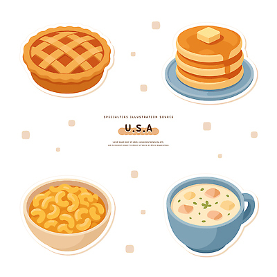 음식 일러스트 가족 디저트 미국 전통음식 맛 아침식사 수프 레시피 점심 편리함 팬케이크 애플파이 홈메이드 간편조리식품 맛있는 국내일러스트 AI파일 전통 컨셉 북아메리카 관계 케이크 식사 만들기 파이_빵 파일형식 벡터