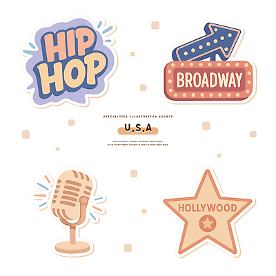 디자인 문화 예술 상징 컬러 일러스트 힙합 그래픽 유행 미국 표현 즐거움 개성 할리우드 브로드웨이 창의성 국내일러스트 AI파일 감정 음악 북아메리카 로스앤젤레스 파일형식 벡터