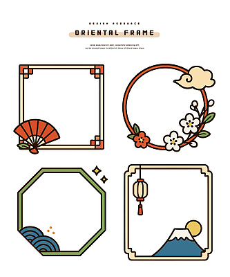 구름 전통 디자인 꽃 예술 파도 컬러 패턴 일러스트 도안 산 프레임 그래픽 장식 등불 팬 뷰티풀 국내일러스트 AI파일 자연요소 식물 바다 무늬 조명 파일형식 벡터