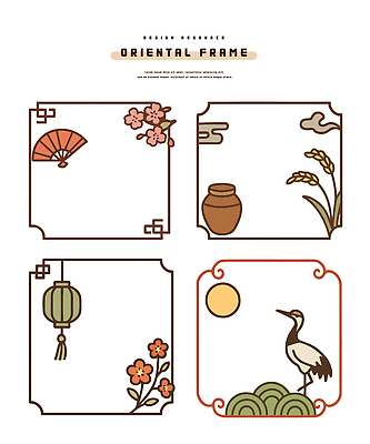 전통 꽃 문화 예술 컬러 백그라운드 일러스트 자연 프레임 그래픽 장식 태양 학 벼 등불 항아리 팬 창작 국내일러스트 AI파일 자연요소 식물 조류 조명 곡류 도자기 생태계 파일형식 벡터