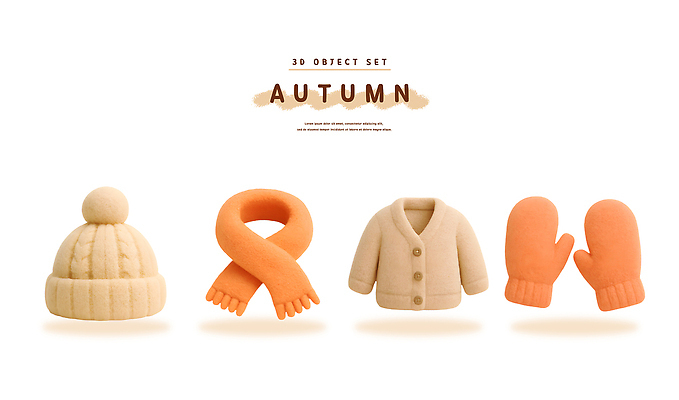PSD 편집이미지 디자인 패션 컬러 장갑 장신구 털모자 따뜻함 스카프 가을 오브젝트 질감 부드러움 방한 편집3D 모자_잡화 잡화 계절 3D 목도리 추위 감각 파일형식