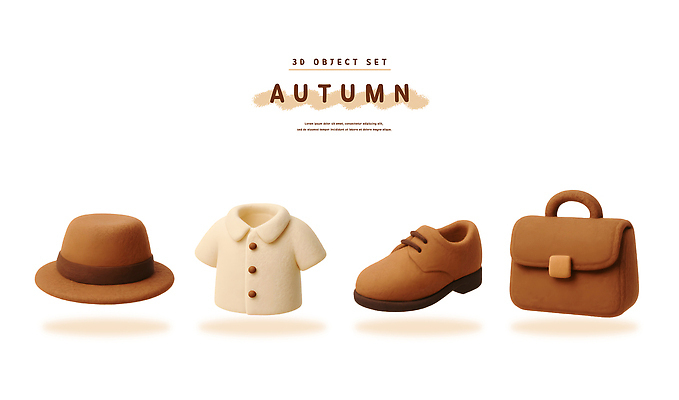 PSD 편집이미지 모자 디자인 패션 예술 신발 셔츠 가방 갈색 3D 가을 오브젝트 아이템 스타일 편집3D 잡화 계절 컬러 상의 디지털합성 파일형식
