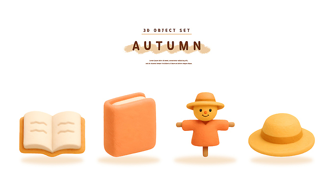 PSD 편집이미지 캐릭터 모자 디자인 컬러 자연 책 가을 즐거움 허수아비 조화 월계수 테마 편집3D 잡화 계절 감정 농업 3D 생태계 파일형식