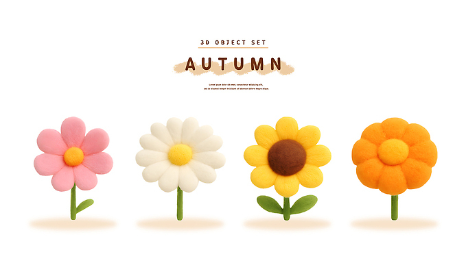PSD 편집이미지 디자인 꽃 예술 분홍색 자연 장식 노란색 주황색 가을 흰색 분위기 오브젝트 뷰티풀 창작 편집3D 식물 계절 컬러 컨셉 3D 생태계 파일형식