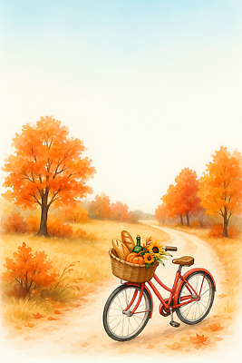 JPG 나무 꽃 감정 도로 여유 음료 빵 여행 단풍 일러스트 자연 풍경 햇빛 농장 소풍 바구니 자전거 가을 오솔길 숲길 색감 국내일러스트 AI일러스트 AI콘텐츠 식물 계절 길 음식 잎 농업 교통시설 태양 야외활동 바이크 생태계 파일형식