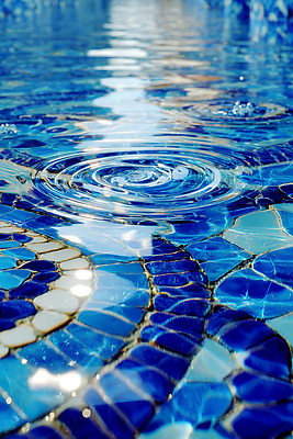 JPG 편집이미지 물결 자연 휴식 수영장 풍경 물 여름 파란색 햇빛 수중 수영 타일 모자이크 뷰티풀 편집실사 AI컴퓨터그래픽 AI콘텐츠 자연요소 계절 컬러 컨셉 태양 수상스포츠 CG 생태계 파일형식