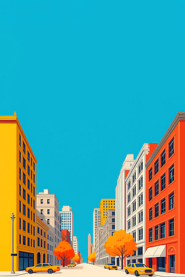 JPG 나무 건축 여행 일러스트 자연 하늘 거리 풍경 건물 일상 가을 도시 도심 차 뉴욕 시민 고층 색채 국내일러스트 AI일러스트 AI콘텐츠 식물 건축물 계절 음료 라이프 미국 생태계 국민 파일형식