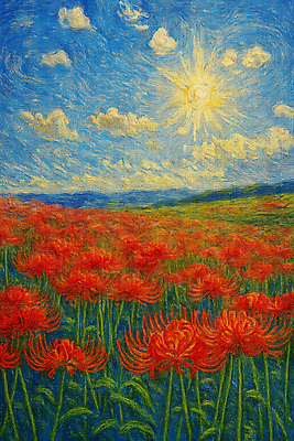 JPG 구름 감정 예술 컬러 꽃밭 일러스트 자연 생명 풍경 초원 여름 햇빛 평화 고요 그림 뷰티풀 국내일러스트 AI일러스트 AI콘텐츠 자연요소 계절 꽃 컨셉 태양 생태계 파일형식