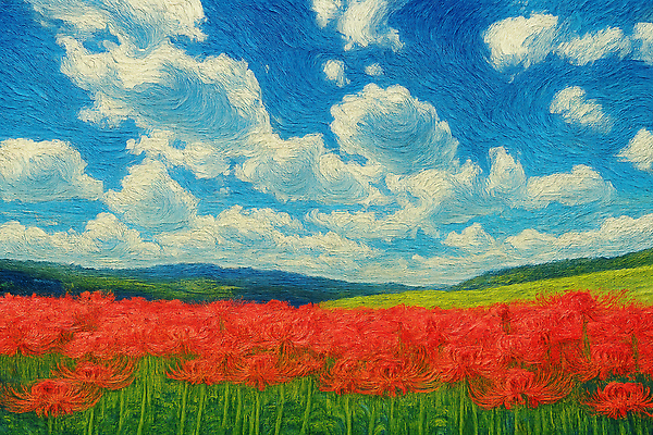 JPG 식물 구름 컬러 하늘색 꽃밭 일러스트 자연 하늘 생명 풍경 초원 여름 평화 촬영 흰구름 만개 뷰티풀 국내일러스트 AI일러스트 AI콘텐츠 자연요소 계절 꽃 컨셉 파란색 생태계 파일형식 구름_자연