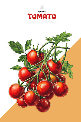 PSD 식물 음식 컬러 농업 토마토 채소 일러스트 방울토마토 자연 가지 건강 요리 빨간색 정원 농사 성장 신선 유기농 비타민 국내일러스트 영양군 웰빙 산업 경상북도 생태계 영양소 파일형식