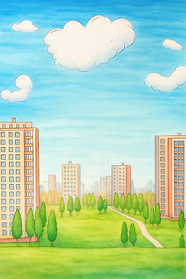 JPG 나무 구름 공원 길 여유 일러스트 자연 하늘 아파트 풍경 여러명 건물 생활 여름 햇빛 평화 도심 주거지 풍경화 국내일러스트 AI일러스트 AI콘텐츠 자연요소 식물 건축물 계절 공공시설 감정 다수 컨셉 주택 사람 태양 도시 그림 생태계 파일형식