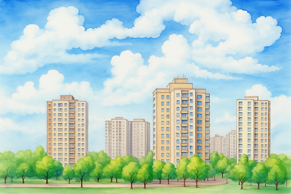 JPG 나무 구름 공원 건축 여행 일러스트 자연 하늘 아파트 풍경 야외 건물 생활 여름 흰색 도시 모던 상쾌 민트색 주민 국내일러스트 AI일러스트 AI콘텐츠 자연요소 식물 건축물 계절 공공시설 감정 컬러 주택 생태계 파일형식