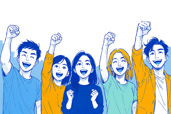 JPG 손 컬러 백그라운드 일러스트 응원 모션 표정 웃음 친구 외침 활발 기쁨 모임 만남 에너지 소통 공동체 긍정적 국내일러스트 AI일러스트 AI콘텐츠 감정 컨셉 관계 신체부위 소리 파일형식