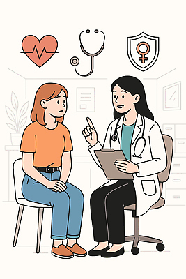 여자 일러스트 의학 의료기기 건강 치료 진료 환자 의사 상담 클리닉 건강검진 증상 진료실 국내일러스트 AI파일 병원 사람 의료진 검사_조사 파일형식 벡터