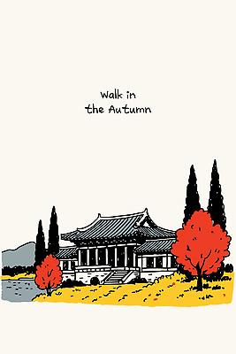 나무 전통 문화 호수 여유 여행 단풍 일러스트 자연 한옥 한국 실내 풍경 고요 산책 가을 역사 조화 뷰티풀 국내일러스트 AI파일 식물 한국전통 계절 감정 아시아 고건축 잎 휴식 내부 생태계 파일형식 벡터