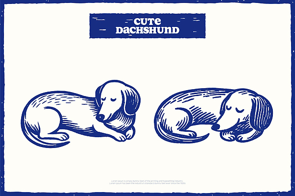 동물 디자인 포즈 두마리 일러스트 털 반려동물 귀여움 잠 개 강아지 편안함 닥스훈트 그림 심플 동물그림 특별함 국내일러스트 AI파일 컨셉 2 포유류 감각 파일형식 벡터