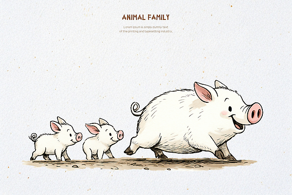 PSD 동물 일러스트 가족 자연 동물원 사랑 귀여움 원숭이 토끼 동물가족 동물그림 아기돼지 흙길 국내일러스트 감정 길 새끼 컨셉 포유류 관계 반려동물 흙 돼지 생태계 파일형식