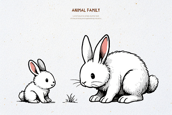 PSD 동물 시선 일러스트 가족 관계 자연 생명 동물원 일상 귀여움 만남 토끼 포근함 편안함 작음 큼 그림 포토샵 느림 동심 국내일러스트 컨셉 포유류 라이프 반려동물 감각 크기 생태계 파일형식