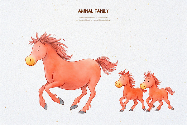 PSD 동물 행복 일러스트 가족 자연 함께함 사랑 초원 친구 자유 말_게임 그림 모성애 동물가족 생동감 국내일러스트 감정 컨셉 관계 생태계 파일형식