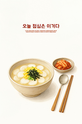 PSD 한국문화 한식 음식 일러스트 김치 요리 식사 전통음식 고명 상차림 겨울음식 떡국 국물 담백한맛 쌀가루 국내일러스트 동양문화 전통 겨울 한국 맛 가루 파일형식