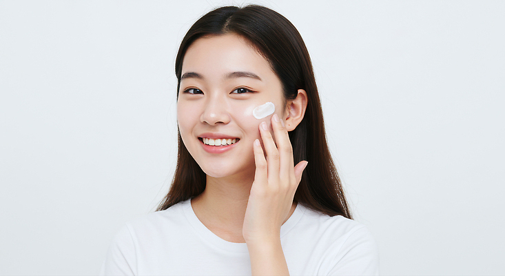 JPG 편집이미지 여자 얼굴 건강 관리 미소 화장 화장품 촉촉함 피부 일과 스킨케어 뷰티풀 수분크림 의료성형뷰티 편집실사 AI인물포토 AI콘텐츠 표정 사람 신체부위 뷰티 젖음 CG 파일형식 AI포토