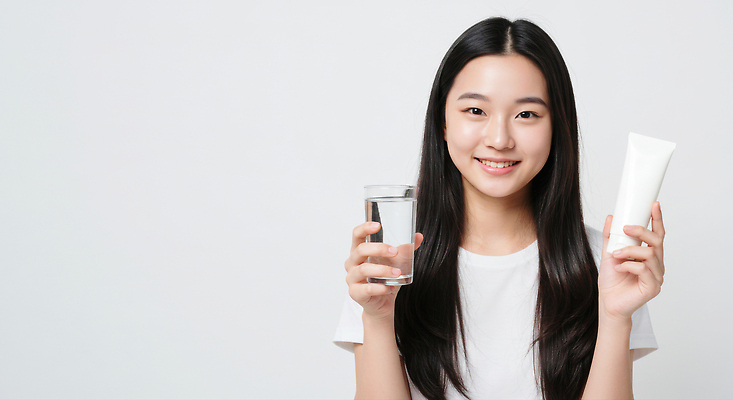 JPG 편집이미지 여자 건강 밝음 웃음 생활 물 화장 청결 화장품 자신감 상품 피부 피부관리 뷰티풀 자아 의료성형뷰티 편집실사 AI인물포토 AI콘텐츠 자연요소 감정 표정 사람 신체부위 뷰티 위생 CG 파일형식 AI포토