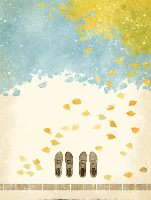 JPG 사계절 상징 컬러 신발 잎 일러스트 자연 하늘 나뭇잎 거리 바닥 따뜻함 풍경 일상 파란색 노란색 고요 가을 조화 뷰티풀 국내일러스트 AI일러스트 AI콘텐츠 식물 계절 라이프 생태계 파일형식