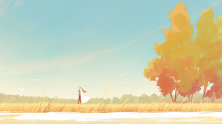 JPG 나무 커플 드레스 행복 감정 호수 결혼 일러스트 자연 결혼식 사랑 풍경 햇빛 평화 노을 가을 순간 국내일러스트 AI일러스트 AI콘텐츠 자연요소 식물 옷 계절 컨셉 관계 이벤트 태양 생태계 파일형식